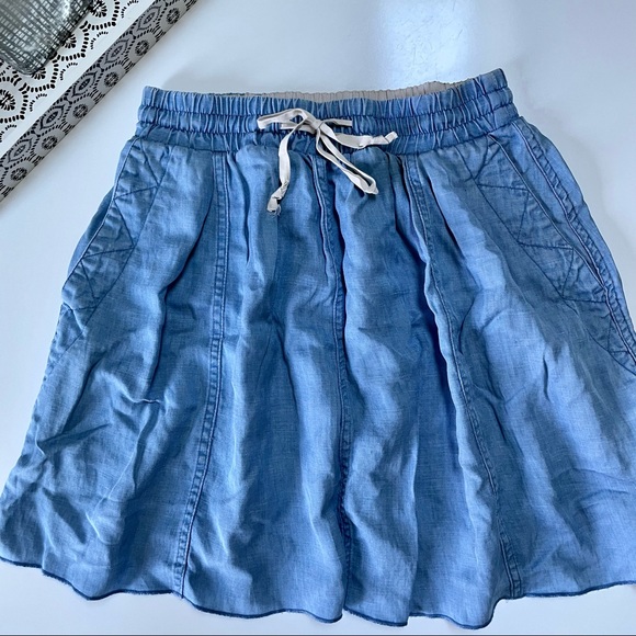 Aritzia Wilfred Chambray Blue Drawstring Skirt - Picture 2 of 6